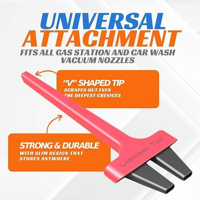 Vacuum Detail Attachment Tool | All-in-One Deepcleaning Crevice Cleaner/ Ice Scraper | The Best Car Accessories & Essentials | Wet & Dry Car Detailing Kit | Truck, Auto, & RV Cleaning Supplies (Red)