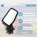 Right Passenger Side Mirror Compatible With 2019-2025 Chevy Silverado 1500 With Power Folding Heated Turn Signal Puddle Lights Mirror Memory Temperature Sensor Chrome Replace#84309684(15Pins)