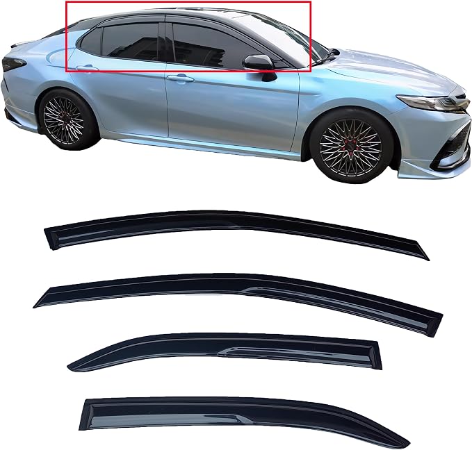 Window Visors Rain Guards for Toyota Camry Sedan 2018-2024,Smoke Tinted Premium Window Deflectors,Weatherproof & Easy Installation,Reduces Wind Noise & Enhances Style,Truck Accessories-4pcs