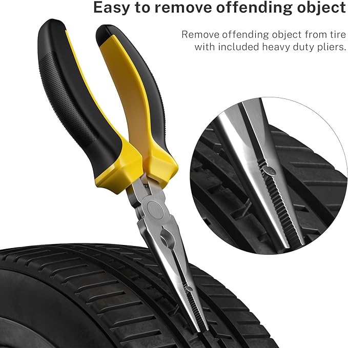 Flat Tire Repair Kit with Plugs 31 Pcs for Car, Motorcycle, ATV, Jeep, Truck, Tractor Flat Tire Puncture Repair