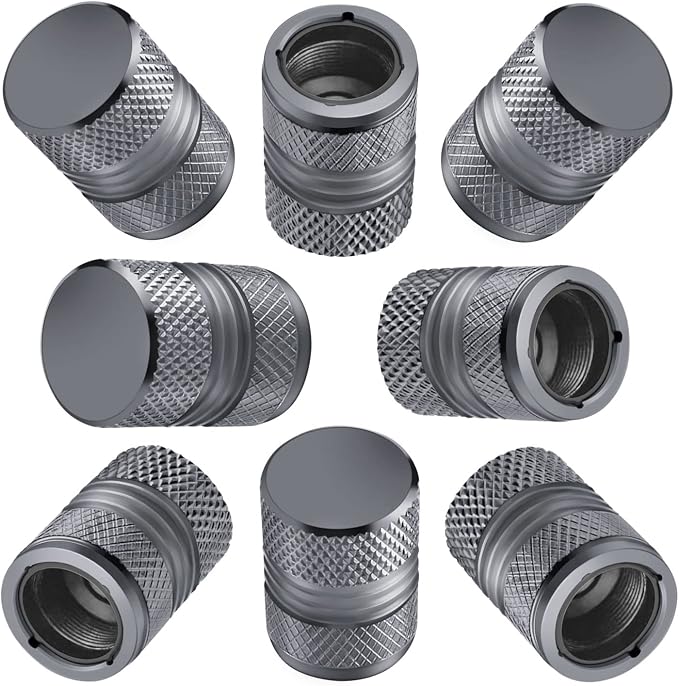 Tire Valve Stem Caps for Car Tires Air Caps Cover 8 Pack Corrosion Resistant Premium Alloy Leak-Proof Universal for SUV Truck Motorcycle Bike Gray