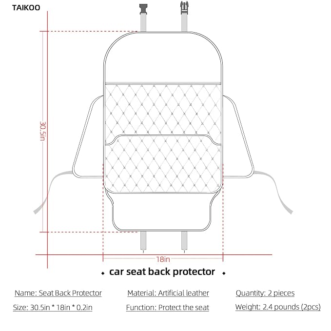 Seat Back Protector,Shields Seat Backs from Kicks and Adds Storage | kick mats back seat protector easy to install and clean, well-crafted, sturdy, durable and stylish.2 Pack