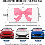 Car Windshield Sun Shade, Universal Fit Compact Sedan SUV, Watercolor Bow | 59 x 27.5" Car Sun Visor, Foldable Front Window Sunshade, UV Heat Protection, Girly Bow Series
