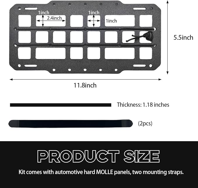 Yourkar Car Rigid MOLLE Panel, Sun Visor Panel Holster Tactical Gear Holder MOLLE EDC Organizer, Rigid Panel Frame Modular Storage Pouch for Auto Visor, Car Accessories
