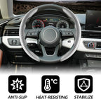 2pcs Universal Fit Carbon Fiber Steering Wheel Cover, Anti-Skid Steering Wheel Cover/Segmented Steering Wheel Protector/Car Interior Accessories (Gray)
