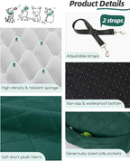 Dog Booster Car Seat for Small/Medium Dogs,6in Elevated Cushion,Fully Detachable and Washable,2 Storage Pockets & 3 Straps,Fits in Front/Back Seat,Easy to Install (Green,Medium)