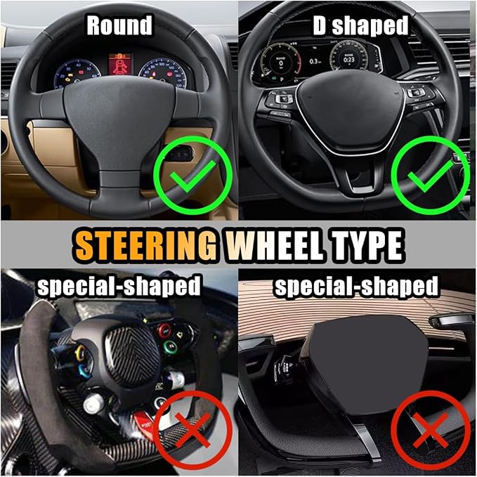 15 Inch Bling Soft Leather Car Steering Wheel Cover, Black | Colorful Rhinestones Design, Auto Elastic Protector for Women Girls, Crystal Diamond Car Accessories for Most Cars, SUVs