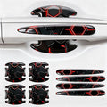 8PCS Car Door Handle Scratch Protectors,3D Patterned-Marking，Anti Scratch, Automotive Door Handle Paint Protective Film Cover Accessories, Universal for Most Cars (Black-Red)