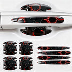 8PCS Car Door Handle Scratch Protectors,3D Patterned-Marking，Anti Scratch, Automotive Door Handle Paint Protective Film Cover Accessories, Universal for Most Cars (Black-Red)
