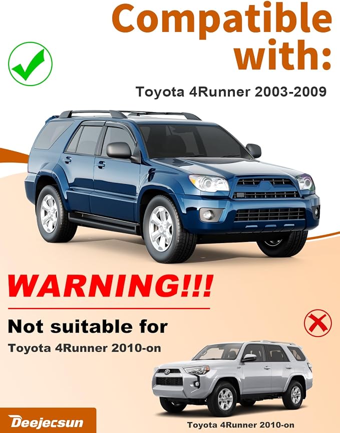 Low Profile Window Rain Guards Fit for 2009-2003 Toyota 4Runner Rain Guard Window Deflectors Extra-Thick Side Window Visors Vent Shades Tape-on Vent Visors Car Accessories