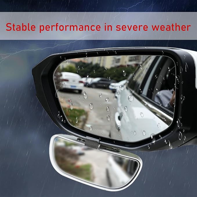 Blind Spot Car Mirror, Adjustable 360 Rotation Auxiliary Convex Wide Angle Mirror, Auto Snap-On Clip for Car, Truck, SUV (White)