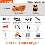 Electric Car Jack 5 Ton 12V Hydraulic Jack Kit with Impact Wrench & Tire Inflator Pump, Wireless Remote & Touch Screen, 3-Mode LED for SUV MPV Sedan Truck – Garage, Roadside, Tire Change