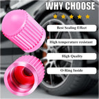 30PCS Tire Valve Stem Caps, Corrosion Resistant, with O Rubber Ring, Airtight Seal Heavy Duty Dustproof Tire Valve Stem Covers for Cars, SUV, Trucks, Bikes, Motorcycles, Bicycles(Pink)