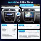 2G+64G for VW Passat Tiguan Golf Jetta T5 EOS Polo Skoda Android Car Stereo with Wireless Carplay Android Auto, 9“ Touch Screen Bluetooth Car Radio Support GPS Navigation WiFi FM SWC+Backup Camera