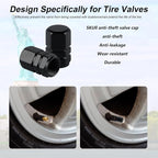 Aluminum Tire Stem Valve Caps Wheel Valve Covers Car Dustproof Tire Cap Cover Accessories, Universal for SUV, Car, Bike and Motorcycle, Hexagon Shape (4PCS Black)