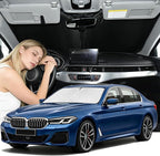 for BMW 5 Series 2017-2026 Windshield Sun Shade 525i 520i 528i 530i 535i | Custom Fit 5 Series 535d 550i 4 Layers for Front Windows Shade Cover 260T Retractable Shade Blocks UV Rays