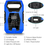 AC/DC Tire Inflator Portable Air Compressor, Dual Power for Home 110V AC and Car 12V DC Air Pump with Pressure Gauge, Auto Shutoff, Tire Pump for Car Motorcycle Bike and Other Inflatables, Blue
