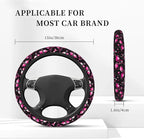 Pink Flamingos Elastic Steering Wheel Cover Non-Slip Breathable Steering Wheel Protector Fit Auto, Suvs, Truck