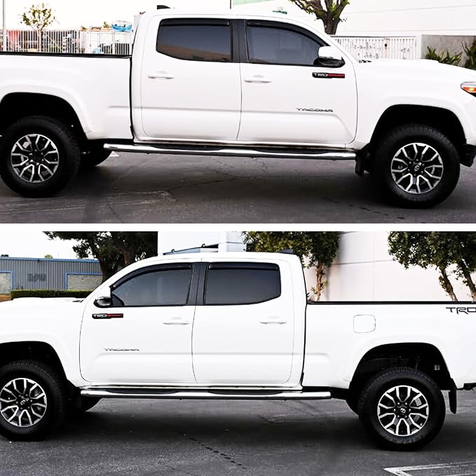 4PCS in-Channel Window Visors Vent Deflectors Compatible with 2016-2023 Toyota Tacoma Double Cab,Smoke Tint Rain Guards for Tacoma 16-23, Extra Durable Vent Guard Shades Car Accessories