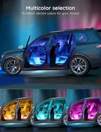Car LED Lights, RGB Smart Car Interior Lights, App Control | DIY Mode and Music Mode, 2 Lines Design LED Lights for Cars with Car Charger, 12V