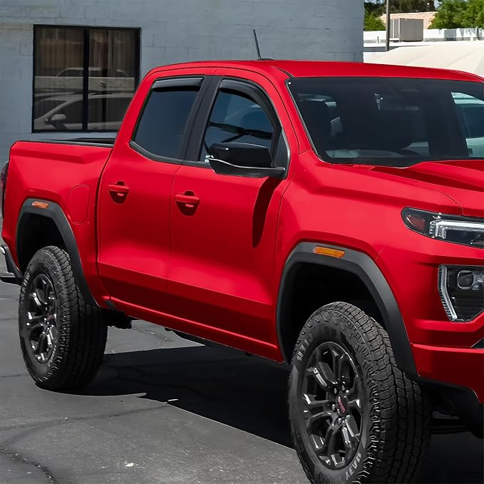 Voron Glass in-Channel Extra Durable Rain Guards for GMC Canyon 2023-2026 Crew Cab, Window Deflectors, Vent Window Visors, 4 Pieces - 201154