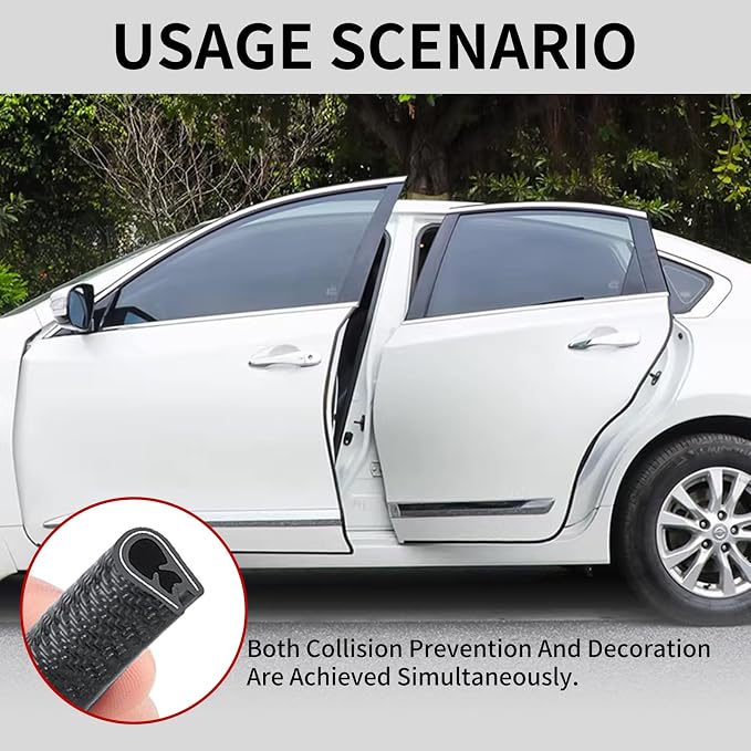 Car Door Edge Guards, 16Ft Rubber Seal Car Door Edge Trim, U Shape Door Edge Protector Guard, Aluminum Weather Proofing Automotive Door Edge Molding Protection for Most Car (White, 16Ft)
