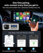 Wireless CarPlay Adapter 2 in 1 2026 Upgraded for Factory Wired CarPlay, Car Play/Android Auto, Auto-Reconnect Wired to Wireless Dongle No-Lag, Plug-and-Play, 5GHz WiFi, Bluetooth 5.3 USB-A & USB-C
