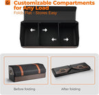 Car Trunk Organizer for SUV and Sedan, Orange‑Stripe Plaid, 29.5 in | Dual‑Material Dual‑Tone Craft, Extra Large, Leather Storage Box, Magnetic Lid, Collapsible & Adj, Water‑Resist & Dust‑Proof