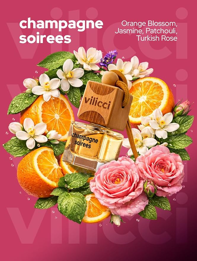 Car Air Freshener Champagne & Soirees – Stronger Formula | Luxurious Auto Perfume | Premium Hanging Air Freshener | Long Lasting Up to 120 Days | 1 Bottle of Car Scent
