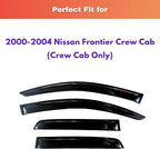 KPY Rain Guards Fit for 2000-2004 Nissan Frontier Crew Cab, Out-Channel Window Visors Vent Wind Deflectors 4PC, Truck Accessories for 00-04 Frontier Crew Cab (Full-Size Cabs)