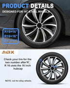 Hubcap Wheel Covers Hub Caps 16 Inch Set of 4 Black & Silver Universal Wheel Rim Cover R16 Stylish Car Decor Wheel Covers for Toyota Camry Nissan Mazda (Black&Silver, 16 inch)