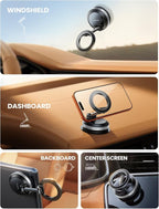 Car Phone Holder for Magsafe - [Upgraded Nano Gel Vacuum Suction] 360° Phone Holders for Your Car Dashboard Windshield, Strong Magnetic Phone Holder for Car Mount for iPhone 17 Pro Max Silver