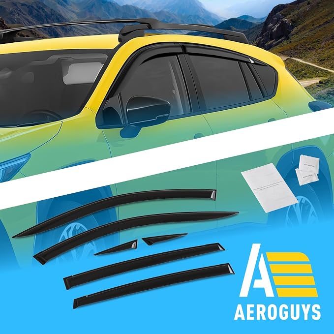 Extra Durable Window Deflectors Tape-On Window Visors Rain Guards Fit for Subaru XV Crosstrek 2024-2026, Sun Visors, Wind Vent for Shades, Exterior Car Accessories - 6 pcs. AG0984