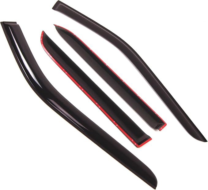 WD2-157B Dark Smoke 4 Pcs Set Window Visor (Outside Mount) Deflector Rain Guard Compatible with 2017-2018 Ford Explorer