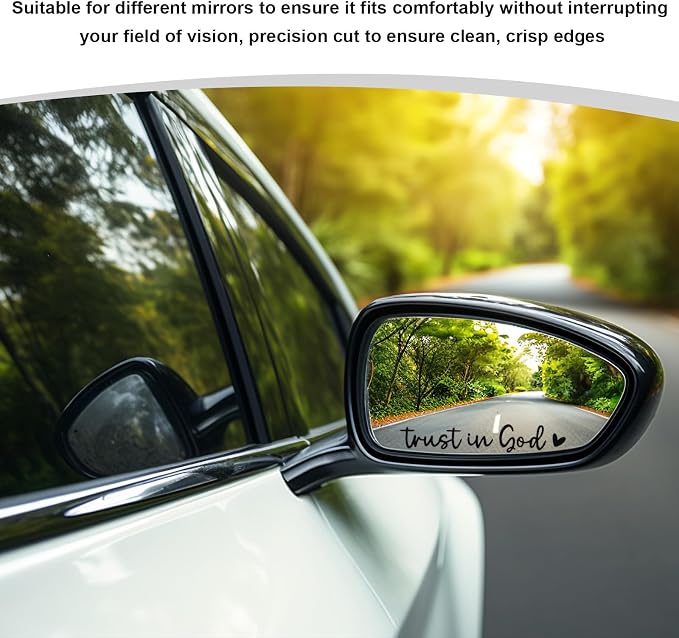 2PCS Trust in God Rearview Mirror Decals, Automotive Vinyl Rear View Mirror Decorative Stickers, Waterproof Trust in God Stickers for Car Truck Laptop, Car Accessories (Black)