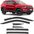 Voron Glass Chrome Trim Tape-on Extra Durable Rain Guards for Jeep Compass 2017-2026, Window Deflectors, Vent Window Visors, 6 Pieces - 100920