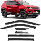 Voron Glass Chrome Trim Tape-on Extra Durable Rain Guards for Jeep Compass 2017-2026, Window Deflectors, Vent Window Visors, 6 Pieces - 100920