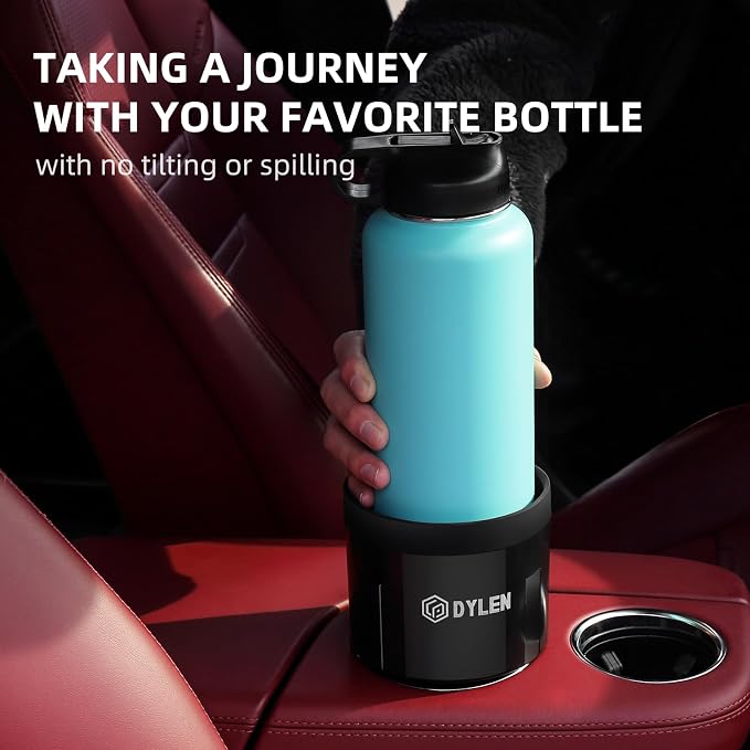 Cup Holder Expander with Expandable Insert, Fits 20 to 40 oz Bottles | Cup Holder Adapter Fits Owala Water Bottle 12/24/40 oz, Yeti 20/26/30 oz, Hydro Flask 32/40 oz, Offset Base Function