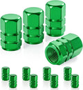 Car Tire Valve Stem Caps, 12pcs Air Caps Cover, Universal for Cars, SUVs, Bike, Trucks and Motorcycles-Green