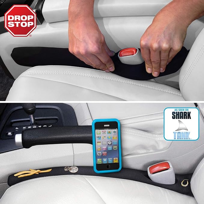 The Original Car Seat Gap Filler - Set of 2 (Pad + LED Light) | Car Accessories for Men & Women, Between Seats Console Organizer, Patented, As Seen On Shark Tank
