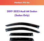 KPY Rain Guards Fit for 2017-2023 Audi A4 Sedan, Out-Channel Window Visors Vent Wind Deflectors 4PC, Car Accessories for 17-23 Audi A4 Sedan (Sedan Only)
