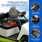 NOKINS Heated Golf Cart Seat Covers Kit - 3-Speed Heating, 5-Min Quick Warm-Up, 12V Power with Converter, Black and Black Stitching (Fits EZGO TXT 1994-2013/EZGO RXV OEM Standard Front Seat Cushion)