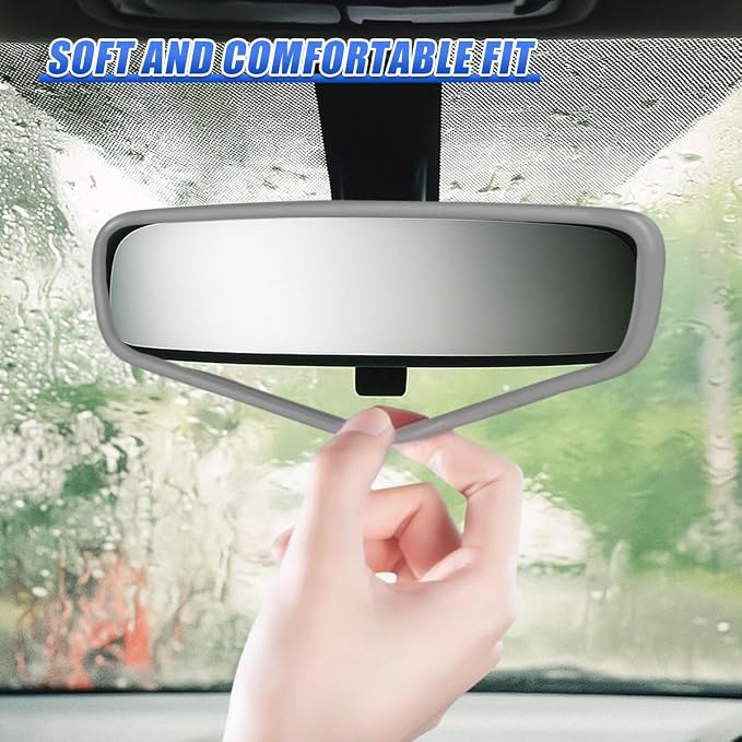 YoRise Car Rear View Mirror Protector Frame, Rearview Edge Cover (Gray) | Car Rearview Mirror Cover, Car Mirror Decoration Protector Accessories for Most Cars