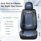 Coverado Car Seat Covers Front Seats, Sporty Non-Slip Waterproof Faux Leather Full Set with Rear Protectors for Trucks SUVs, Mens Automotive Interior – BlackBlue