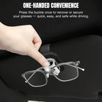 2PCS Sunglass Holder for Car Visor, Faux Leather Eyeglass Holder Clip for Car Sun Visor Organizer, Universal One Handed Operation Sun Glass Hanger, Car Interior Accessories for Women Man