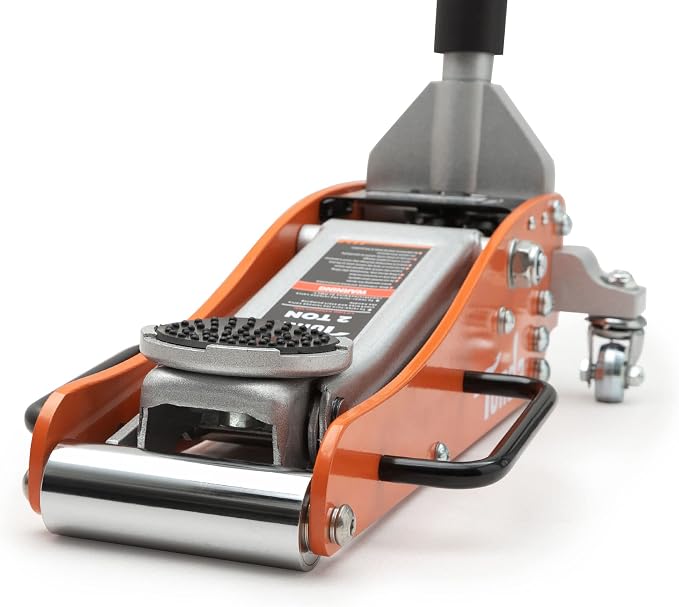 Low Profile Floor Jack, 2 Ton Aluminum and Steel Hydraulic Car Jack with Dual Pump System, Rapid Lift, Orange