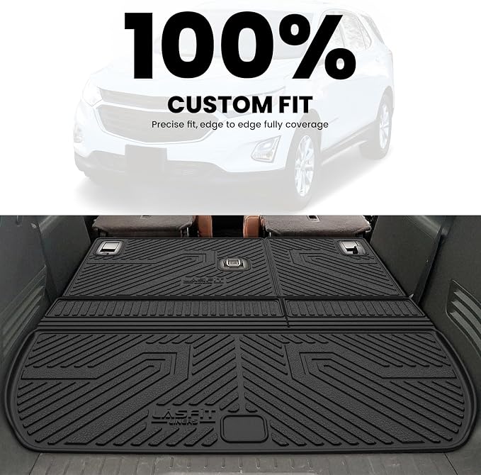 Trunk Mat with Backrest Mat for Chevrolet Chevy Traverse 2009-2017/Buick Enclave 2008-2017, All Weather TPE Custom Fit Cargo Mat Trunk Liner with Backrest Mat, Black