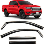 Voron Glass in-Channel Extra Durable Rain Guards for Trucks Ford Ranger 2019-2023 SuperCrew, Window Deflectors, Vent Window Visors, 4 Pieces - 220160