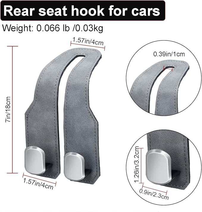 Car Seat Headrest Storage Hooks - 2 Pack Dual Hangers Design Organization Accessories, Car Interior Gadgets to Add Extra Holder and Hook for Purses,Bags,Coat and Handbag