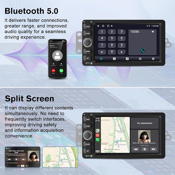 Car Radio Stereo for Chevy Silverado GMC Sierra Yukon Tahoe Impala Hummer 2003 2004 2005 2006,with Android 15 CarPlay Android Auto 5GHz WiFi FM/AM Bluetooth GPS SWC Backup Camera【4Core 64GB 】